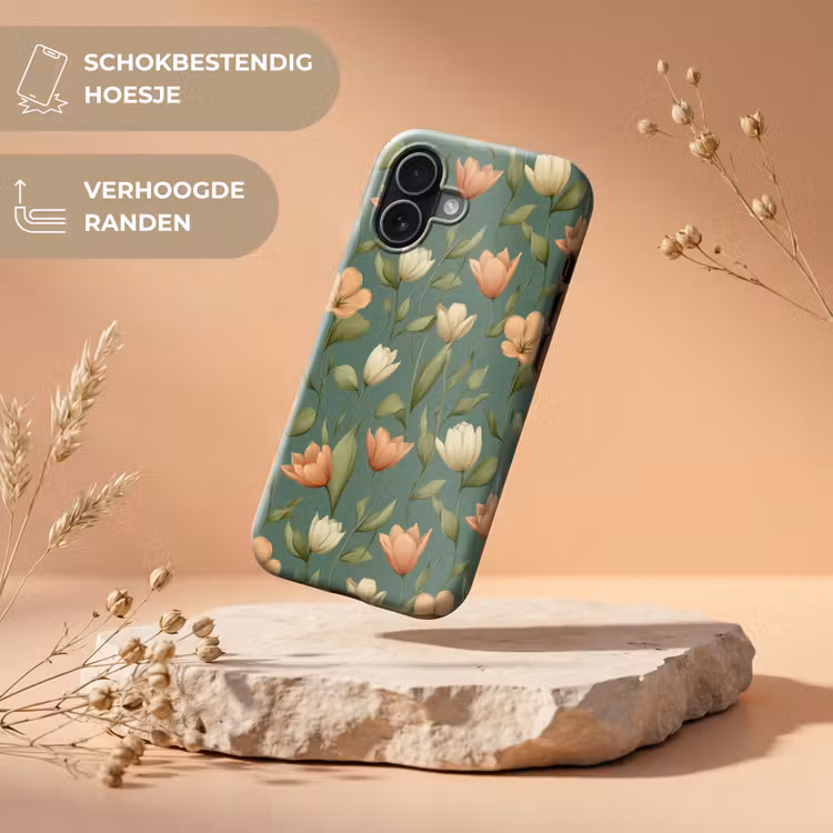 Tulpen - Botanisch - Groen Toughcase MagSafe Apple iPhone 17 klein 1017 -USP_RandenV_NL