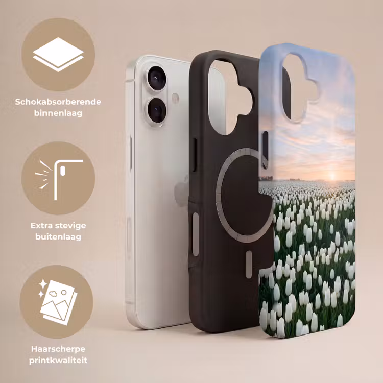 Tulpen - Landschap - Wit Toughcase MagSafe Apple iPhone 17 klein -USP_Lagen_NL
