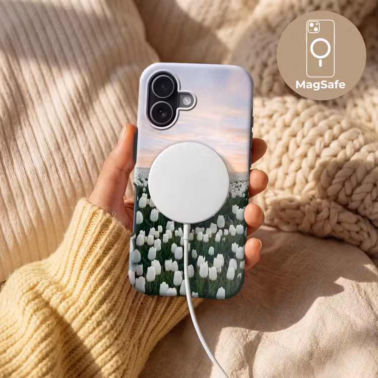 Tulpen - Landschap - Wit Toughcase MagSafe Apple iPhone 17 klein -USP_MagsafeV