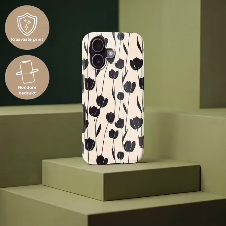 Tulpen - Patroon - Zwart Toughcase MagSafe Apple iPhone 17 klein 1017 -USP_PrintM_NL