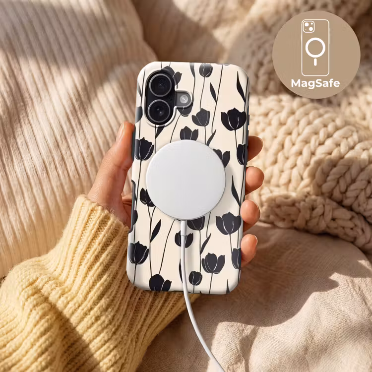 Tulpen - Patroon - Zwart Toughcase MagSafe Apple iPhone 17 klein 1017 -USP_MagsafeV