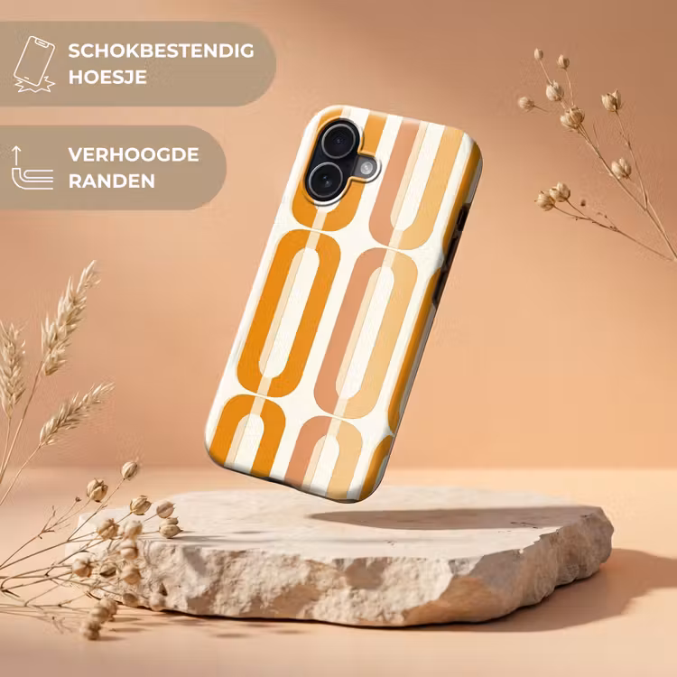 U-vorm - Retro - Oranje Toughcase MagSafe Apple iPhone 17 klein 1017 -USP_RandenV_NL