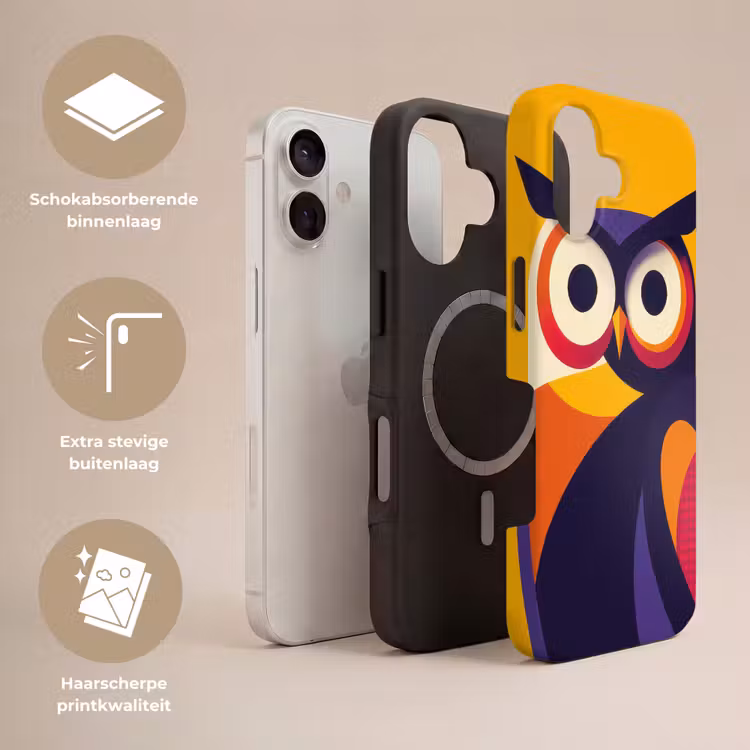 Uil - Grafisch - Kleurrijk - Ogen Toughcase MagSafe Apple iPhone 17 klein -USP_Lagen_NL