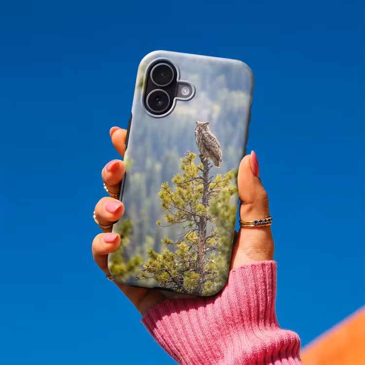 Uil - Oehoe - Bomen - Natuur Toughcase MagSafe Apple iPhone 17 klein -Sfeer1V