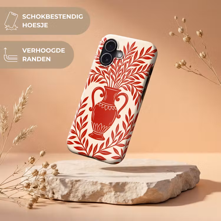 Vaas - Planten - Decoratie - Abstract - Rood Toughcase MagSafe Apple iPhone 17 klein -USP_RandenV_NL
