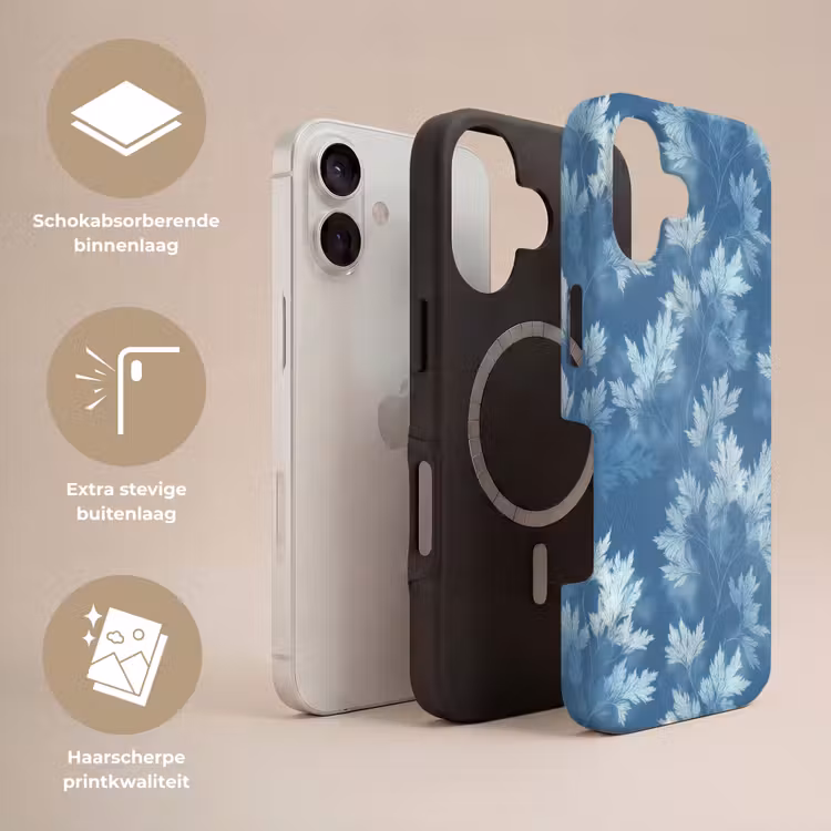 Varen - Botanisch - Patroon - Grijsblauw Toughcase MagSafe Apple iPhone 17 klein 1017 -USP_Lagen_NL