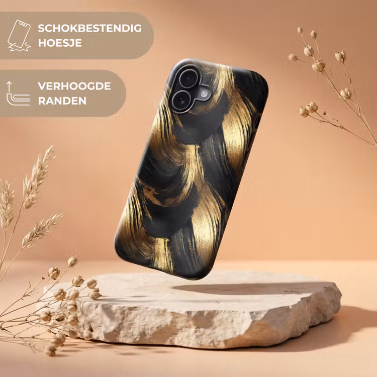 Verfstreken - Abstract - Goud - Zwart Toughcase MagSafe Apple iPhone 17 klein 1017 -USP_RandenV_NL
