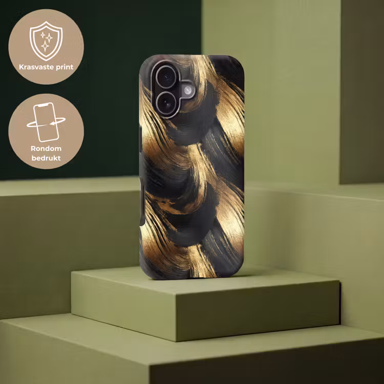 Verfstreken - Abstract - Goud - Zwart Toughcase MagSafe Apple iPhone 17 klein 1017 -USP_PrintM_NL