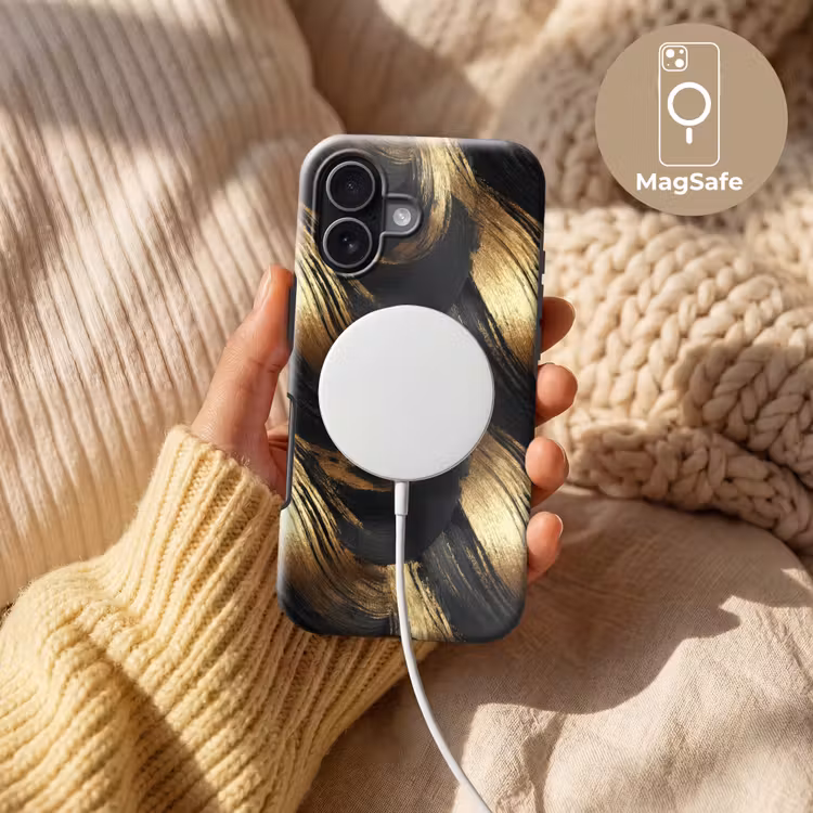 Verfstreken - Abstract - Goud - Zwart Toughcase MagSafe Apple iPhone 17 klein 1017 -USP_MagsafeV