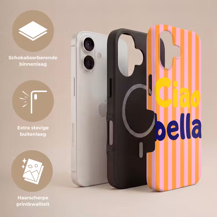 Verticaal - Strepen - Oranje - Ciao bella Toughcase MagSafe Apple iPhone 17 klein -USP_Lagen_NL