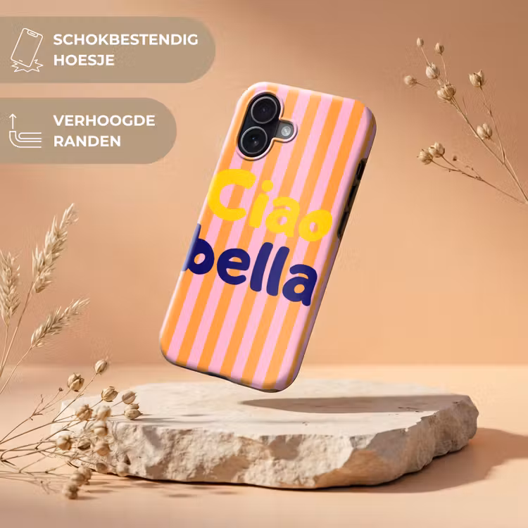 Verticaal - Strepen - Oranje - Ciao bella Toughcase MagSafe Apple iPhone 17 klein -USP_RandenV_NL