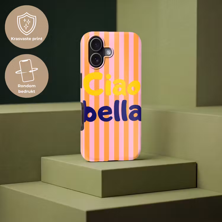 Verticaal - Strepen - Oranje - Ciao bella Toughcase MagSafe Apple iPhone 17 klein -USP_PrintM_NL