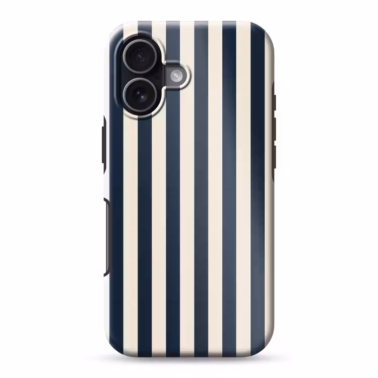 Verticale strepen - Blauw - Crème Toughcase MagSafe Apple iPhone 17 klein 1017 -3d