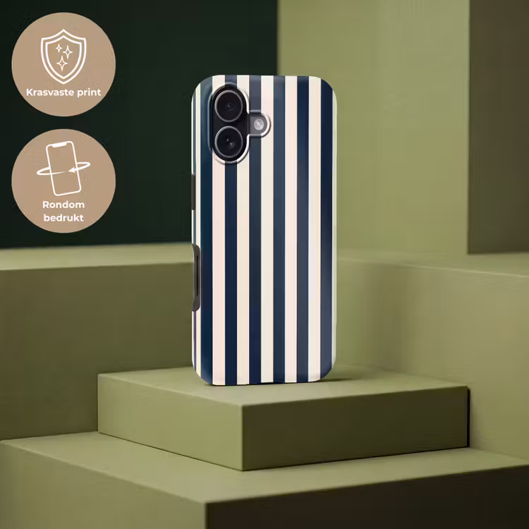 Verticale strepen - Blauw - Crème Toughcase MagSafe Apple iPhone 17 klein 1017 -USP_PrintM_NL