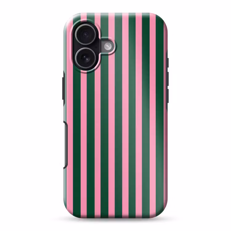 Verticale strepen - Groen - Roze Toughcase MagSafe Apple iPhone 17 klein 1017 -3d