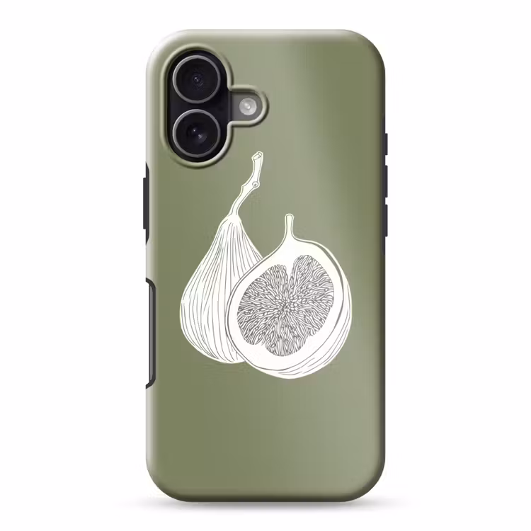 Vijgen - Minimalistisch - Getekend - Mosgroen Toughcase MagSafe Apple iPhone 17 klein -3d
