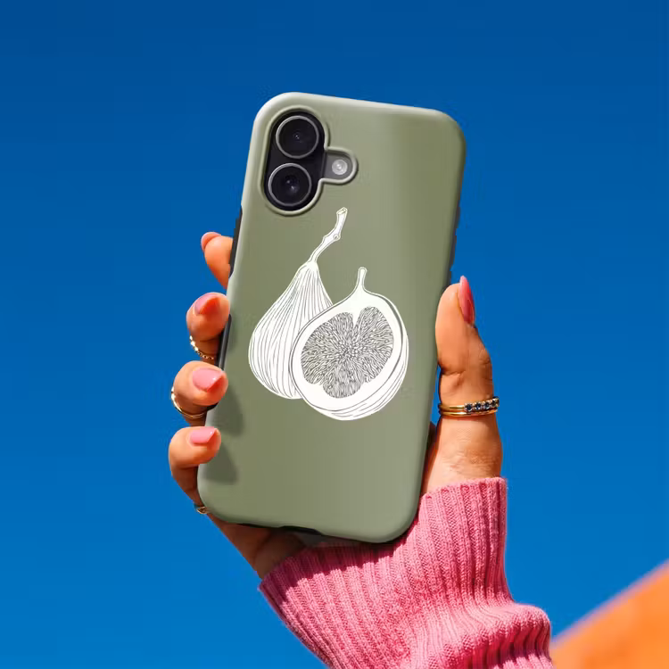 Vijgen - Minimalistisch - Getekend - Mosgroen Toughcase MagSafe Apple iPhone 17 klein -Sfeer1V