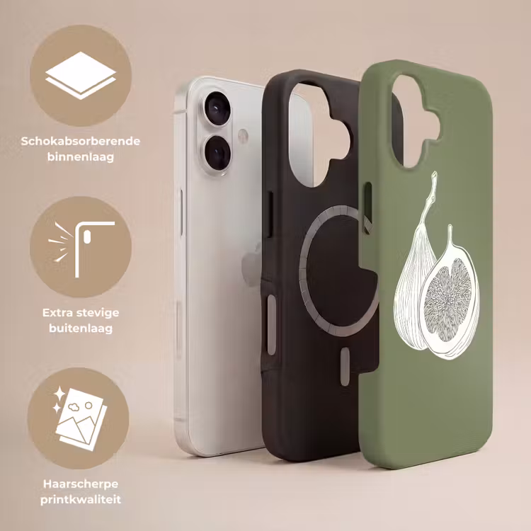 Vijgen - Minimalistisch - Getekend - Mosgroen Toughcase MagSafe Apple iPhone 17 klein -USP_Lagen_NL