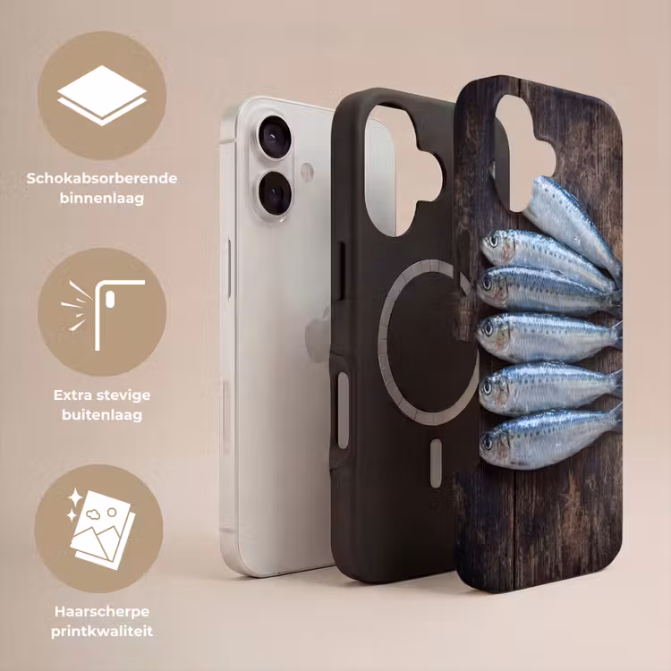 Telefoonhoesje Toughcase - Vis - Hout - Eten - Vis - Hout - Eten Toughcase MagSafe Apple iPhone 17 klein