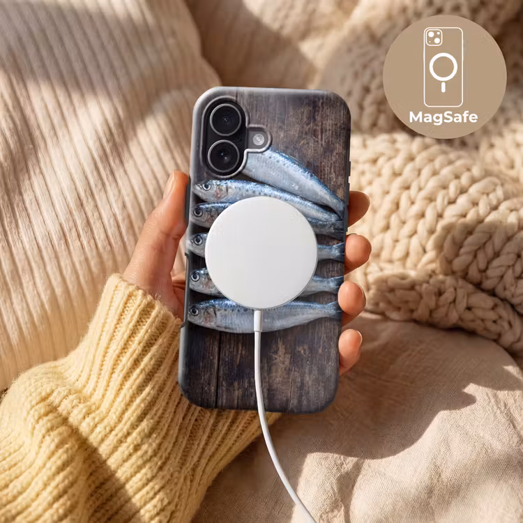 Telefoonhoesje Toughcase - Vis - Hout - Eten - Vis - Hout - Eten Toughcase MagSafe Apple iPhone 17 klein