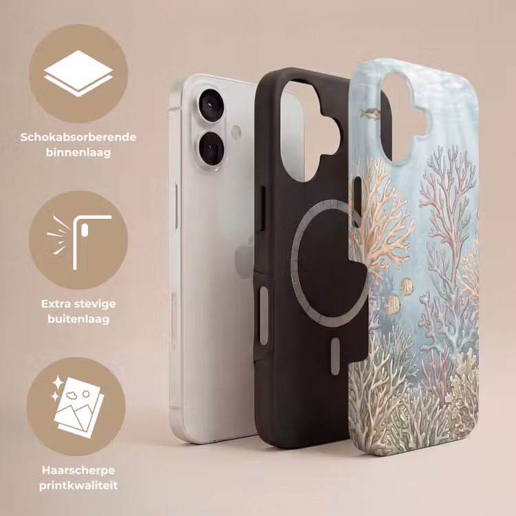Vis - Koraal - Oceaan - Illustratie - Onderwater Toughcase MagSafe Apple iPhone 17 klein -USP_Lagen_NL
