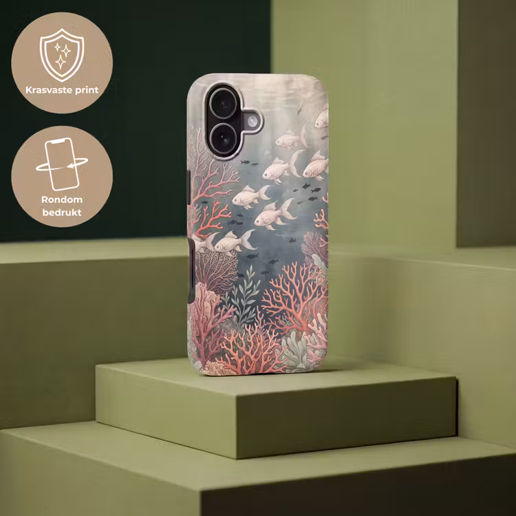 Vis - Koraal - Onderwater - Illustratie - Vintage Toughcase MagSafe Apple iPhone 17 klein -USP_PrintM_NL