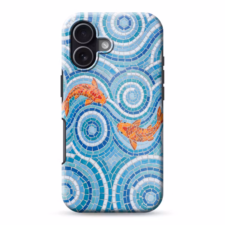 Vis - Mozaïek - Water - Decoratief - Blauw Toughcase MagSafe Apple iPhone 17 klein -3d