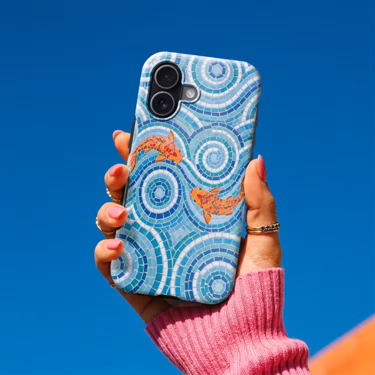 Vis - Mozaïek - Water - Decoratief - Blauw Toughcase MagSafe Apple iPhone 17 klein -Sfeer1V