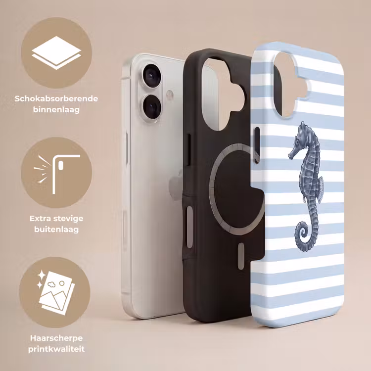 Vis - Oceaan - Illustratie - Blauw - Strepen Toughcase MagSafe Apple iPhone 17 klein -USP_Lagen_NL