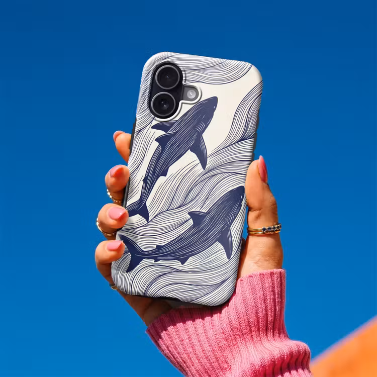Vis - Oceaan - Lijntekening - Blauw - Dieren Toughcase MagSafe Apple iPhone 17 klein -Sfeer1V