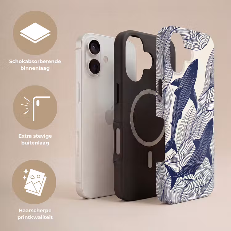 Vis - Oceaan - Lijntekening - Blauw - Dieren Toughcase MagSafe Apple iPhone 17 klein -USP_Lagen_NL