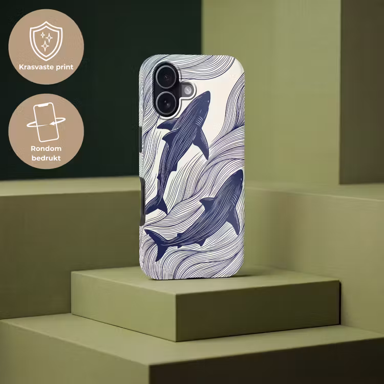Vis - Oceaan - Lijntekening - Blauw - Dieren Toughcase MagSafe Apple iPhone 17 klein -USP_PrintM_NL