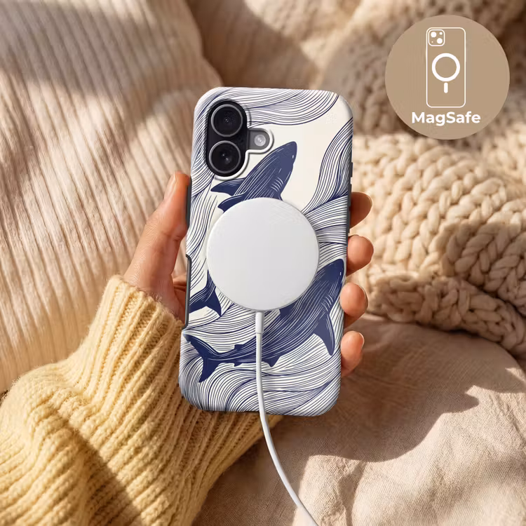 Vis - Oceaan - Lijntekening - Blauw - Dieren Toughcase MagSafe Apple iPhone 17 klein -USP_MagsafeV