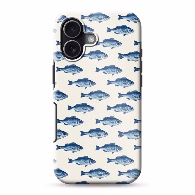 Vis - Patroon - Blauw Toughcase MagSafe Apple iPhone 17 klein 1017 -3d