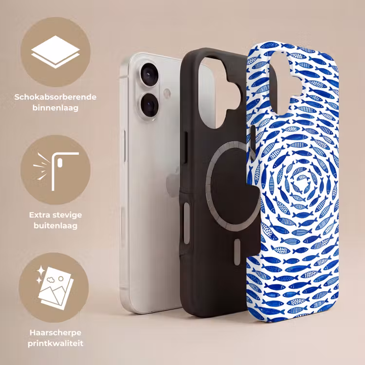 Vis - Patroon - Onderwater - Abstract - Blauw Toughcase MagSafe Apple iPhone 17 klein -USP_Lagen_NL