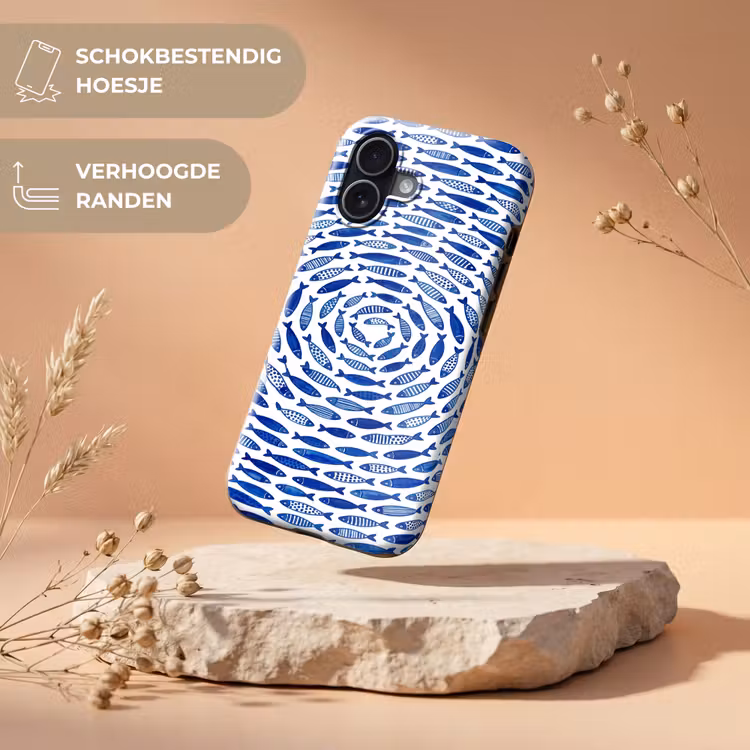 Vis - Patroon - Onderwater - Abstract - Blauw Toughcase MagSafe Apple iPhone 17 klein -USP_RandenV_NL