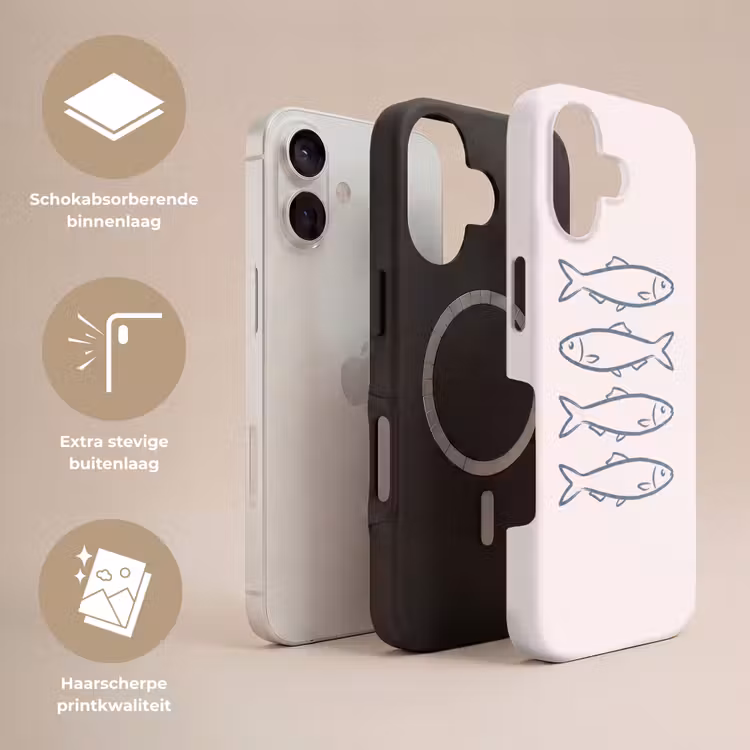 Vis - Vier - Dieren - Abstract - Blauw Toughcase MagSafe Apple iPhone 17 klein -USP_Lagen_NL