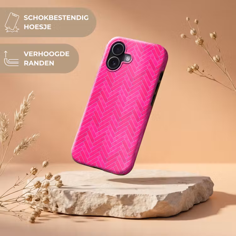 Visgraat - Wandtegel - Fuchsia - Roze Toughcase MagSafe Apple iPhone 17 klein 1017 -USP_RandenV_NL