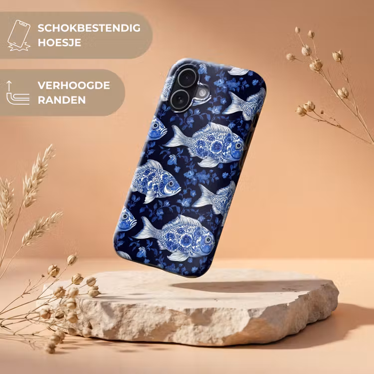 Vissen - Bloemen - Blauw Toughcase MagSafe Apple iPhone 17 klein 1017 -USP_RandenV_NL