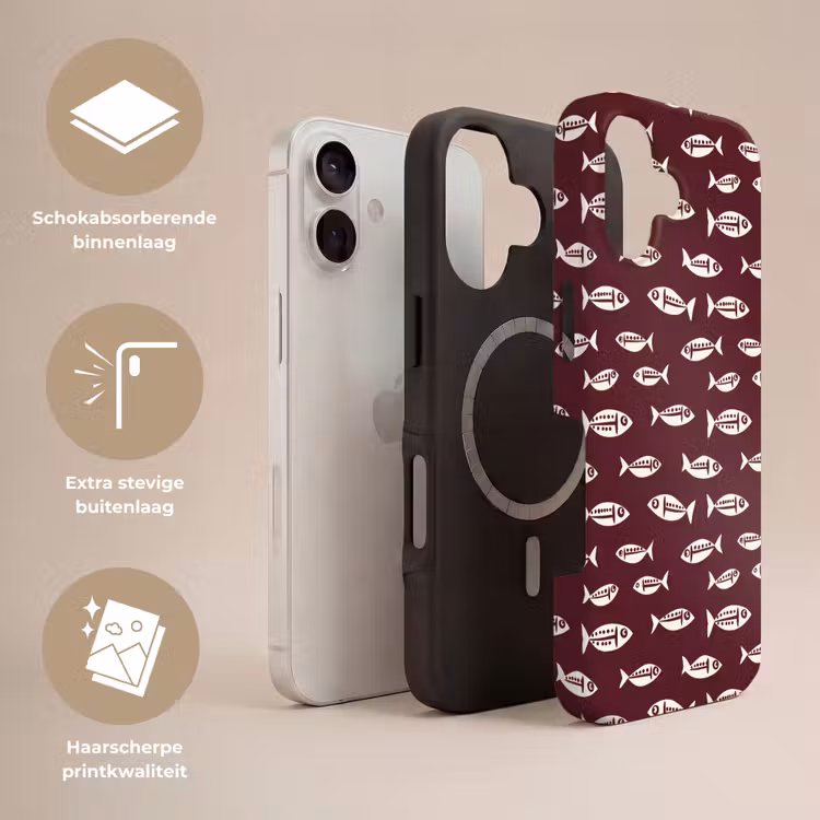 Vissen - Grafisch - Patroon - Donker Toughcase MagSafe Apple iPhone 17 klein 1017 -USP_Lagen_NL