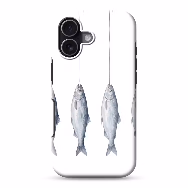 Vissen - Illustratie - Delfts - Blauw Toughcase MagSafe Apple iPhone 17 klein -3d