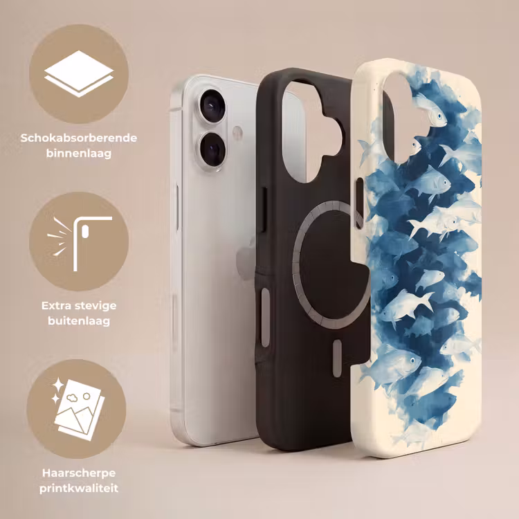 Vissen - Minimalistisch - Blauw Toughcase MagSafe Apple iPhone 17 klein -USP_Lagen_NL