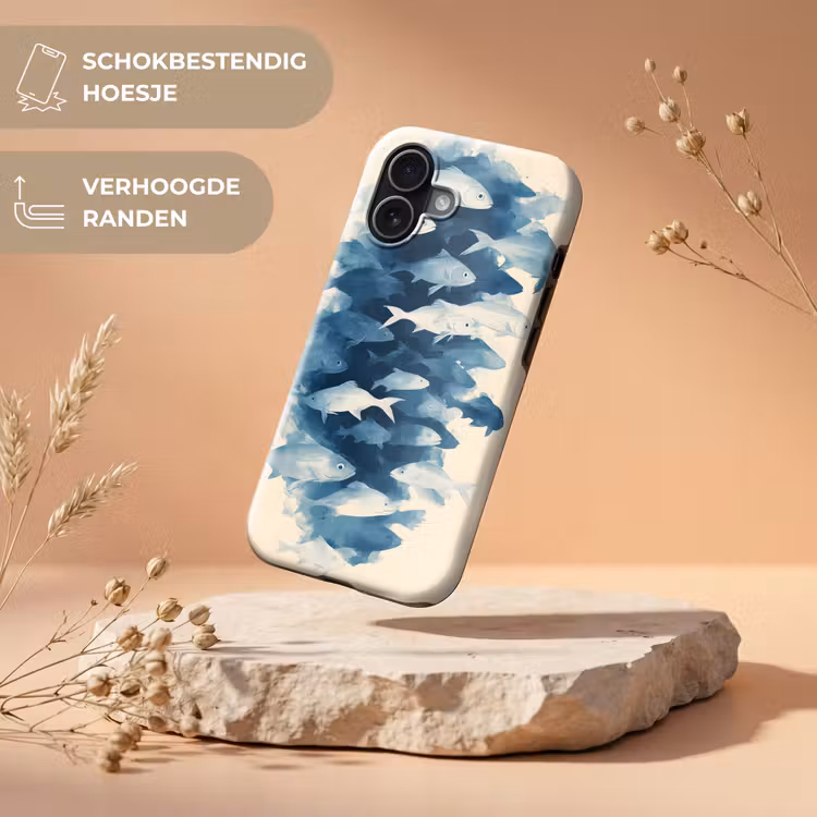 Vissen - Minimalistisch - Blauw Toughcase MagSafe Apple iPhone 17 klein -USP_RandenV_NL