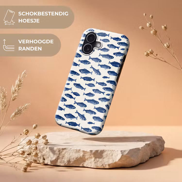 Vissen - Patroon - Blauw - Wit Toughcase MagSafe Apple iPhone 17 klein 1017 -USP_RandenV_NL