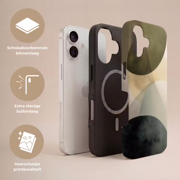 Vlakken - Abstract - Beige - Cirkels Toughcase MagSafe Apple iPhone 17 klein -USP_Lagen_NL