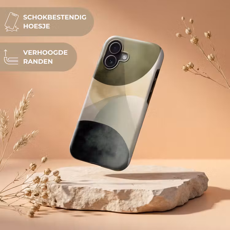 Vlakken - Abstract - Beige - Cirkels Toughcase MagSafe Apple iPhone 17 klein -USP_RandenV_NL