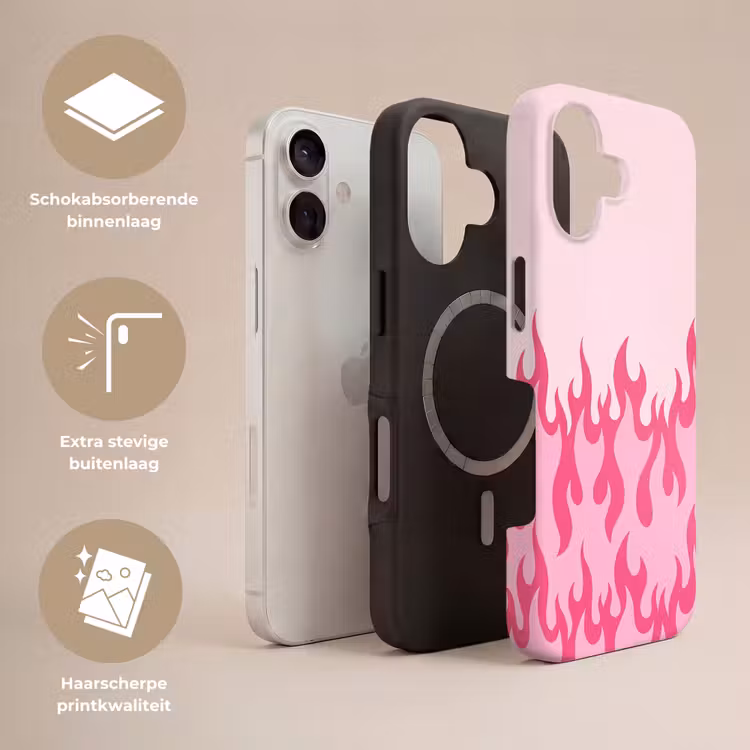 Vlammen - Patroon - Abstract - Modern - Roze Toughcase MagSafe Apple iPhone 17 klein -USP_Lagen_NL