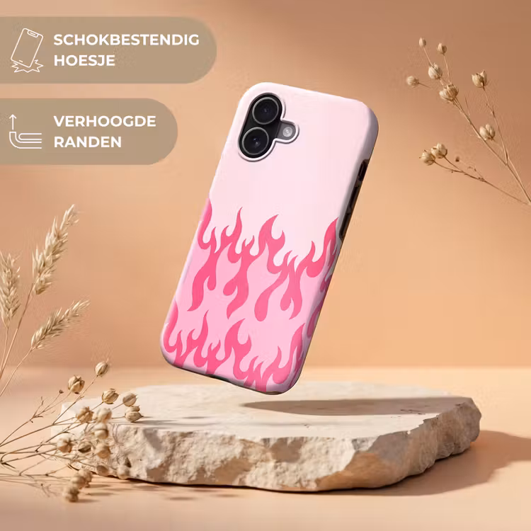 Vlammen - Patroon - Abstract - Modern - Roze Toughcase MagSafe Apple iPhone 17 klein -USP_RandenV_NL