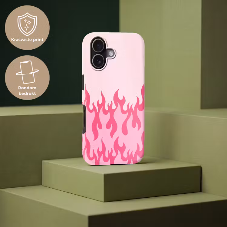 Vlammen - Patroon - Abstract - Modern - Roze Toughcase MagSafe Apple iPhone 17 klein -USP_PrintM_NL