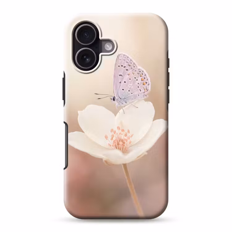 Vlinder - Bloem - Blauw Toughcase MagSafe Apple iPhone 17 klein -3d